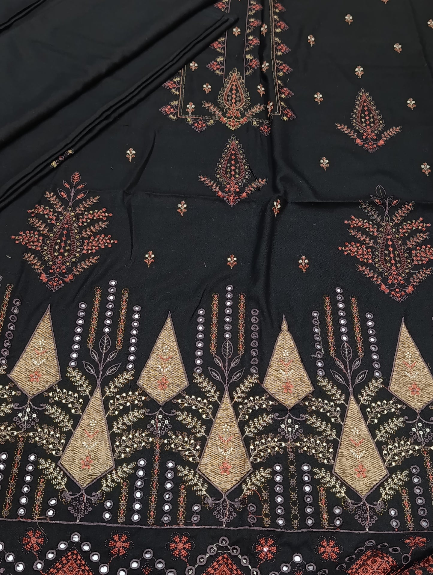 Dhanak 3PC Suit with Wool ACRYLIC Shawl HNF BLACK