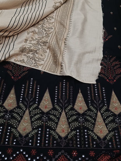 Dhanak 3PC Suit with Wool ACRYLIC Shawl HNF BLACK