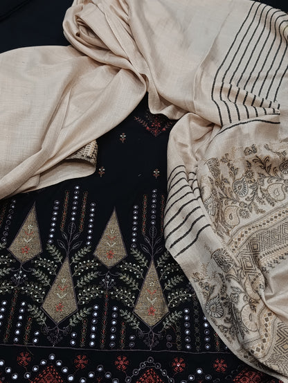 Dhanak 3PC Suit with Wool ACRYLIC Shawl HNF BLACK