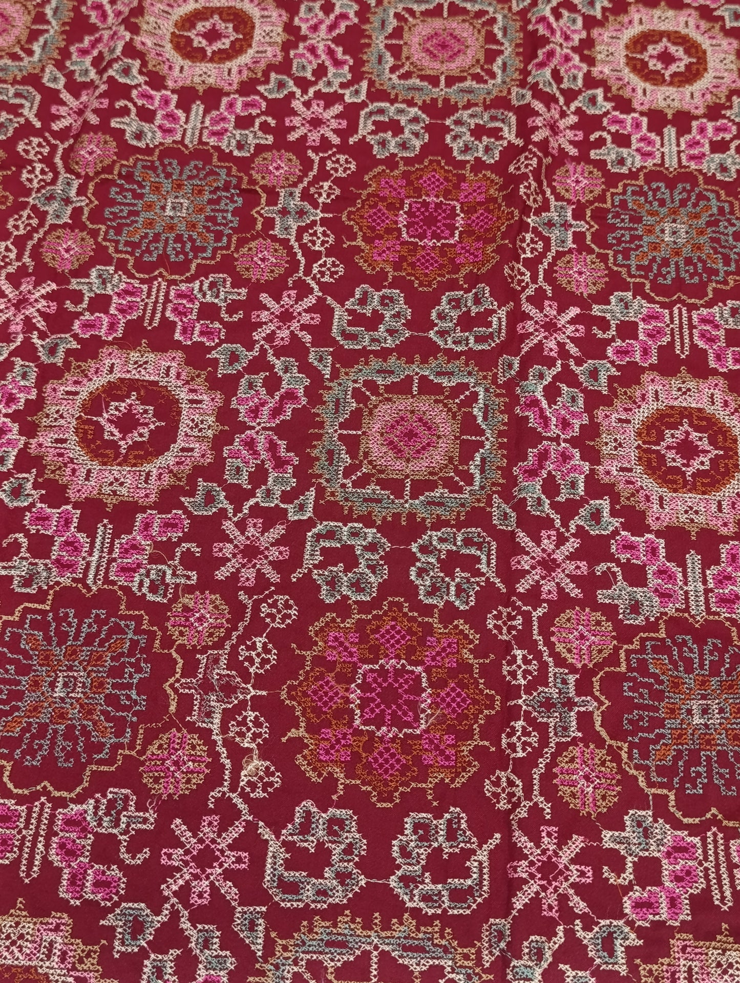 Bareeze inspired cross stitch shawl heavy 3pc MAROON