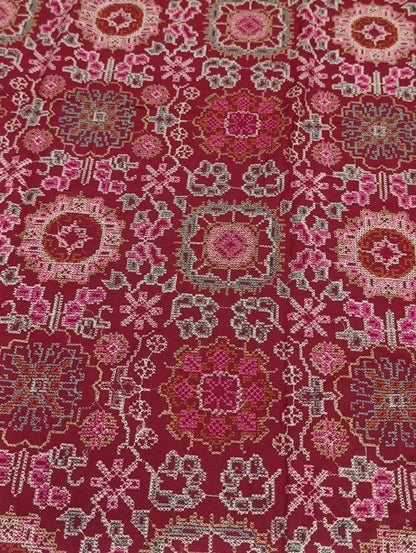 Bareeze inspired cross stitch shawl heavy 3pc MAROON