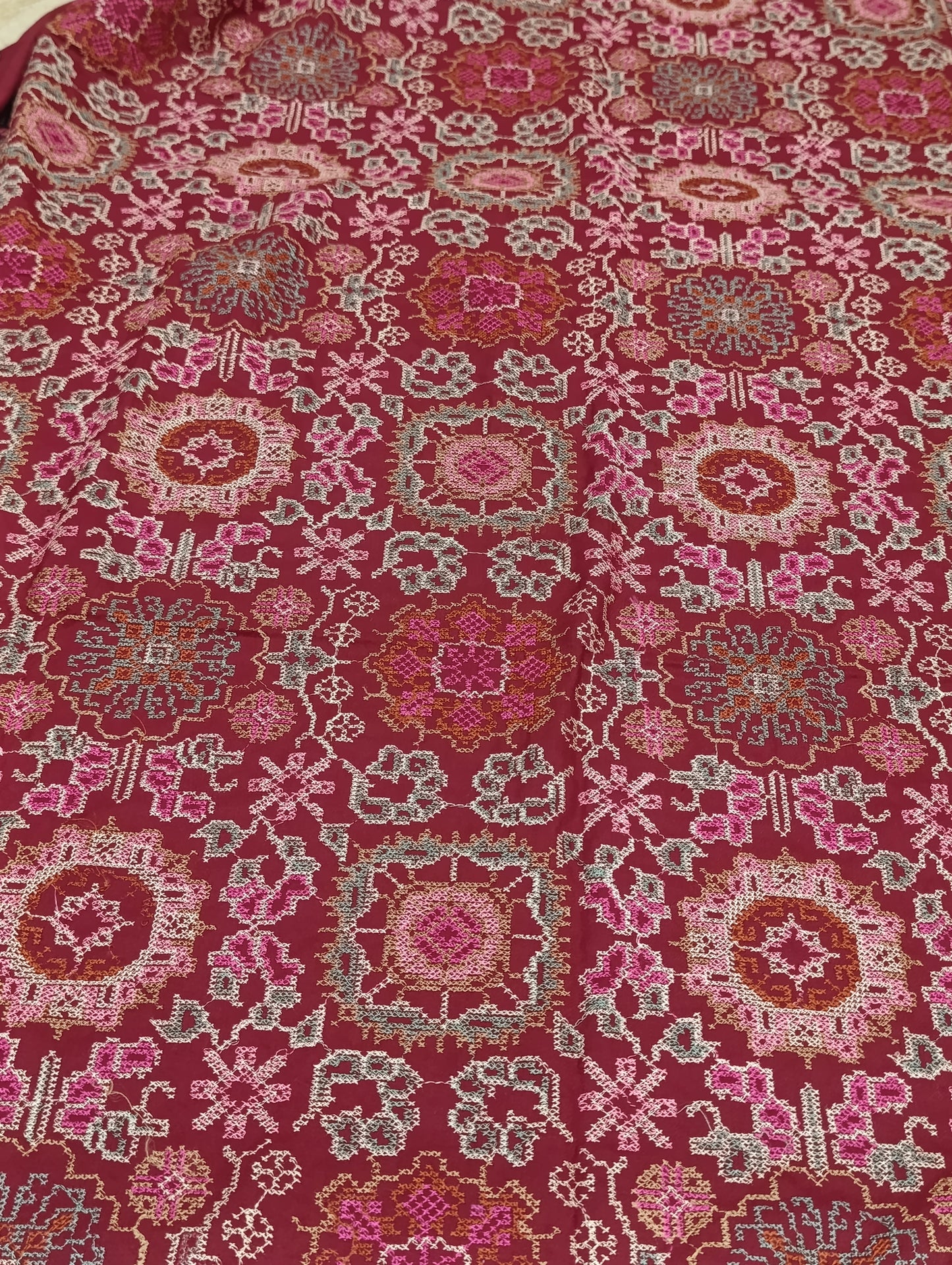 Bareeze inspired cross stitch shawl heavy 3pc MAROON