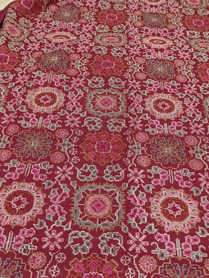 Bareeze inspired cross stitch shawl heavy 3pc MAROON
