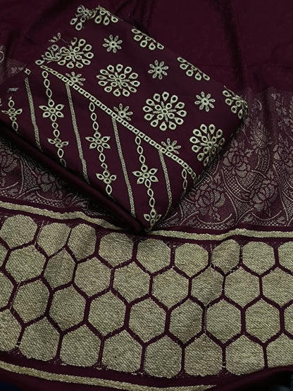 3PC WINTER FOOTBALL SHAWL THREE PANEL MAROON