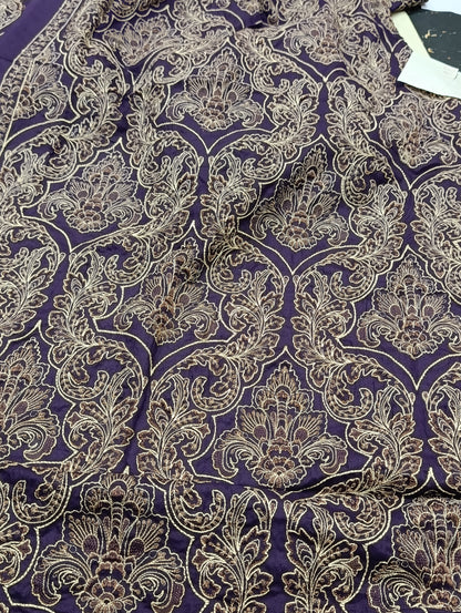 3PC DHANAK HEAVY SHAWL PAN PATA PURPLE