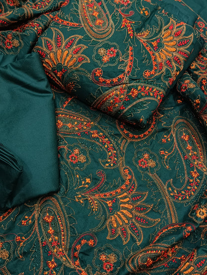 3pc dhanak heavy bareeze shawl kiyari GREEN