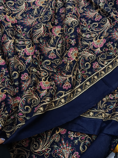 WINTER BAREEZE 3PC HEAVY EMBROIDRY PARDA NAVY BLUE