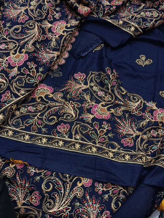 WINTER BAREEZE 3PC HEAVY EMBROIDRY PARDA NAVY BLUE