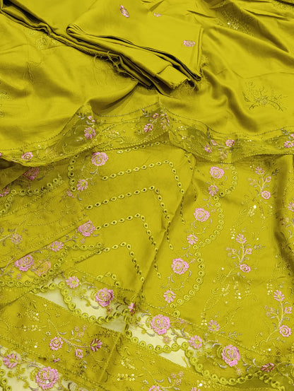 3PC LUXURY DHANAK 2 PATI ORGANZA DHANI