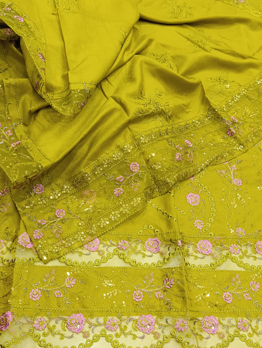 3PC LUXURY DHANAK 2 PATI ORGANZA DHANI