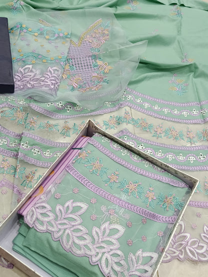 3PC LUXURY DHANAK RANGRASIYA TURQUISE