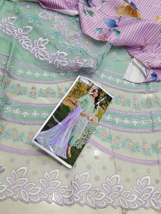 3PC LUXURY DHANAK RANGRASIYA TURQUISE