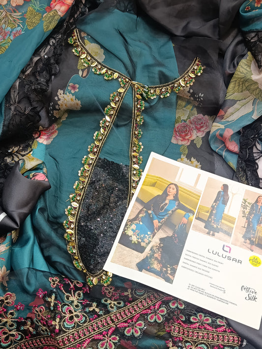3PC LULUSAR SILK HANDMADE NECK ZINK BLACK