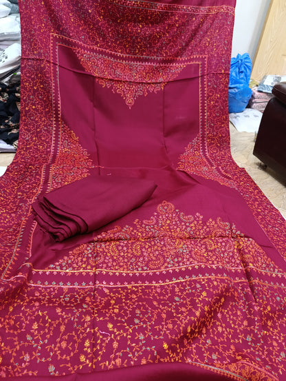 3pc kashmiri pashmina kacha tanka maroon