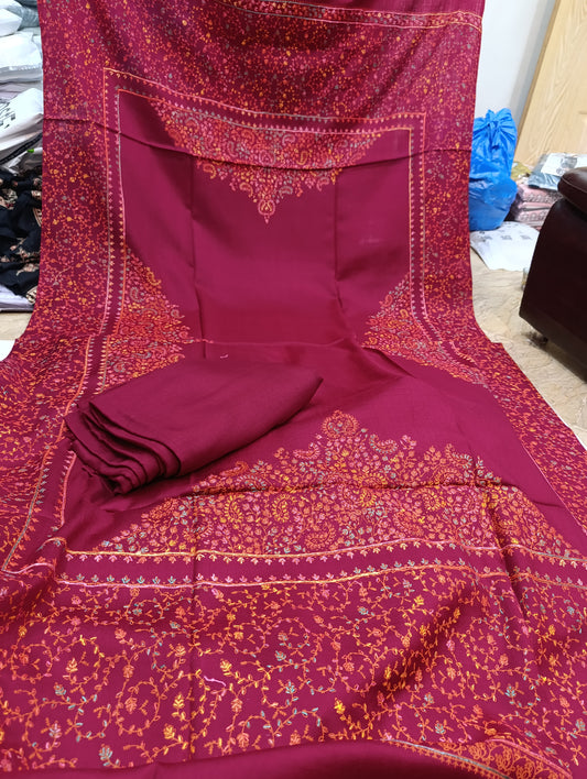 3pc kashmiri pashmina kacha tanka maroon