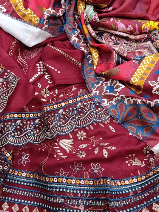 3pc dhanak izel maroon