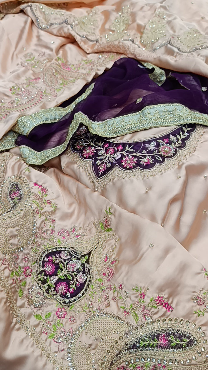 3pc samiya peach silk