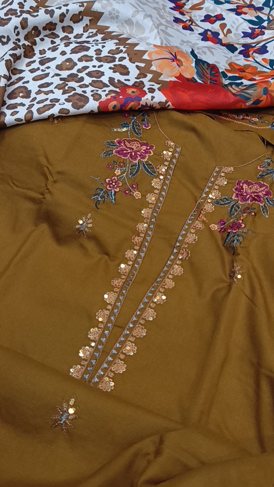 3pc aleeena caramel dhnakh
