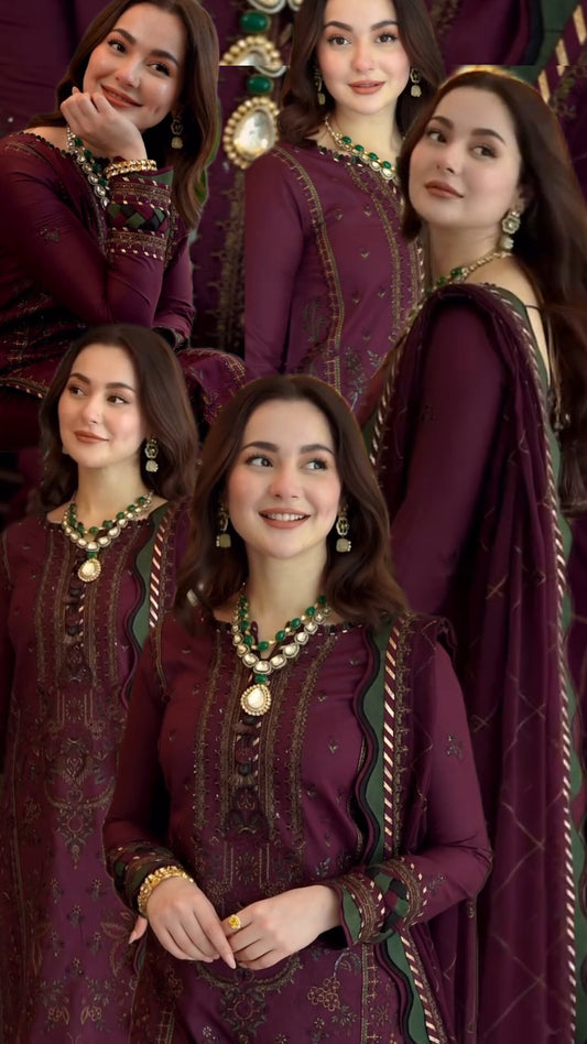3pc Dhanak Asim jofa chamkili magenta
