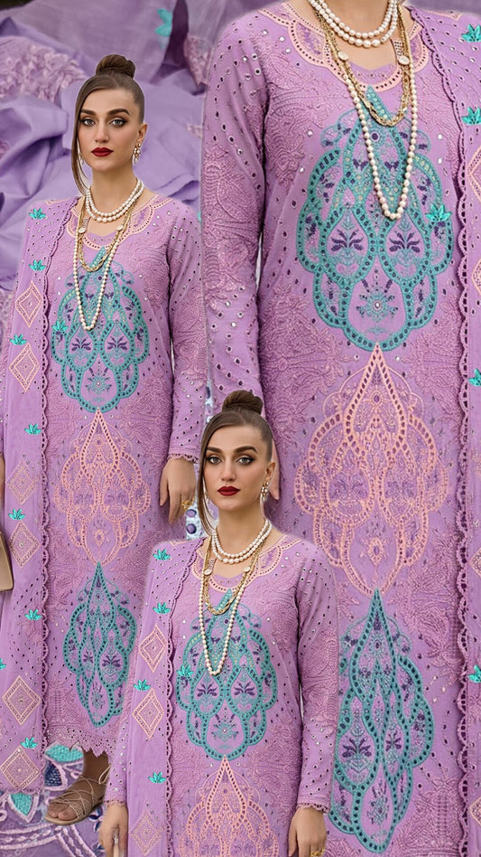 3pc shanaya lawn lilac