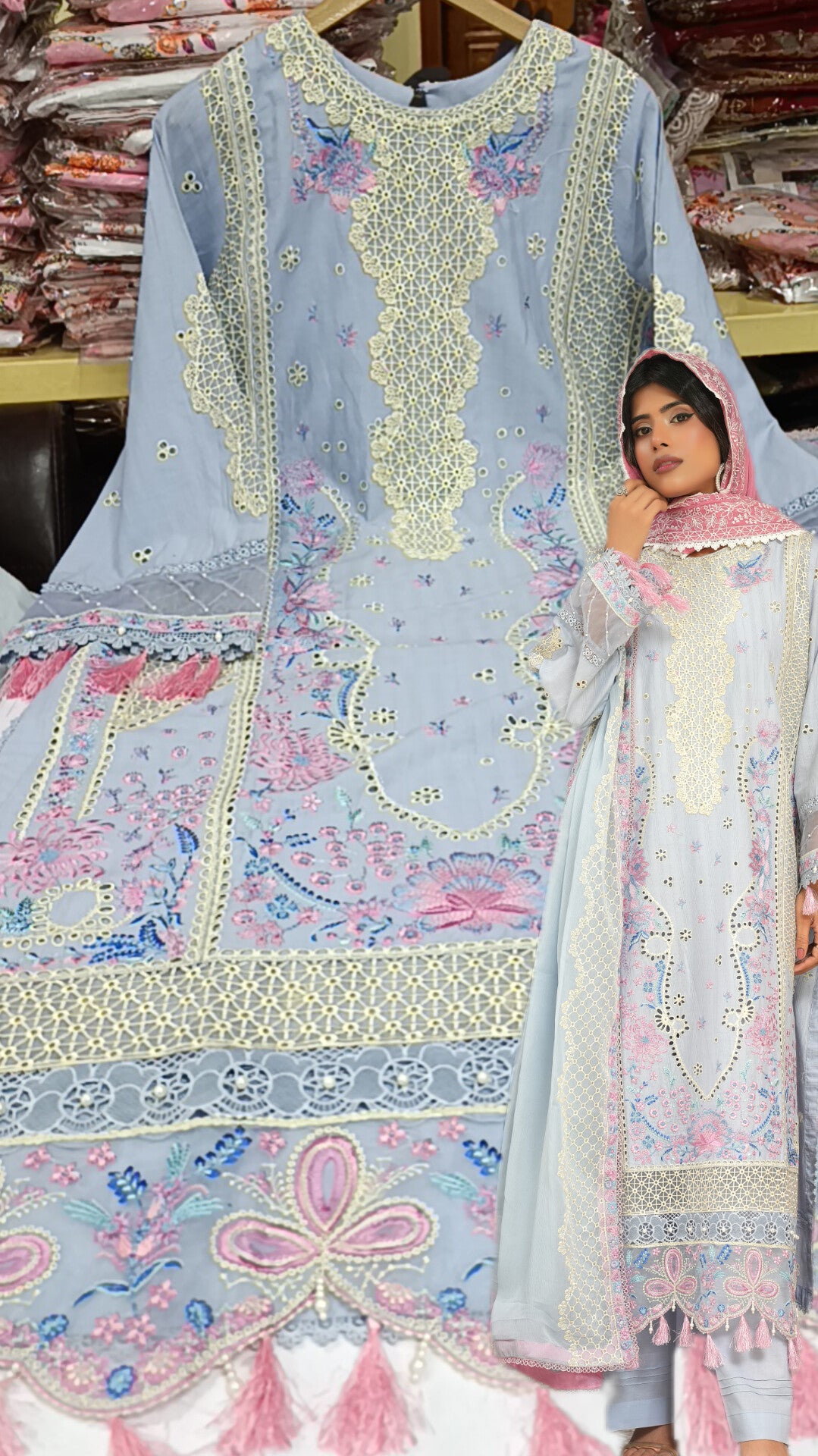 Stitched 3pc iris lawn