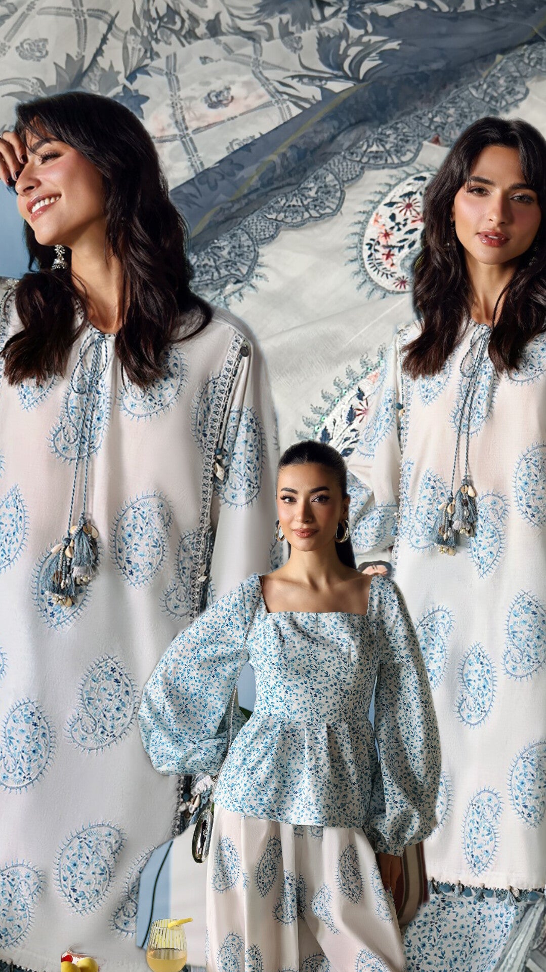 3pc Sunita white  lawn