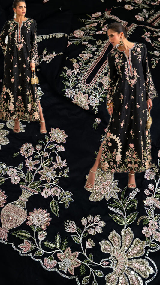 2pc Ethnic Meera kaftan black