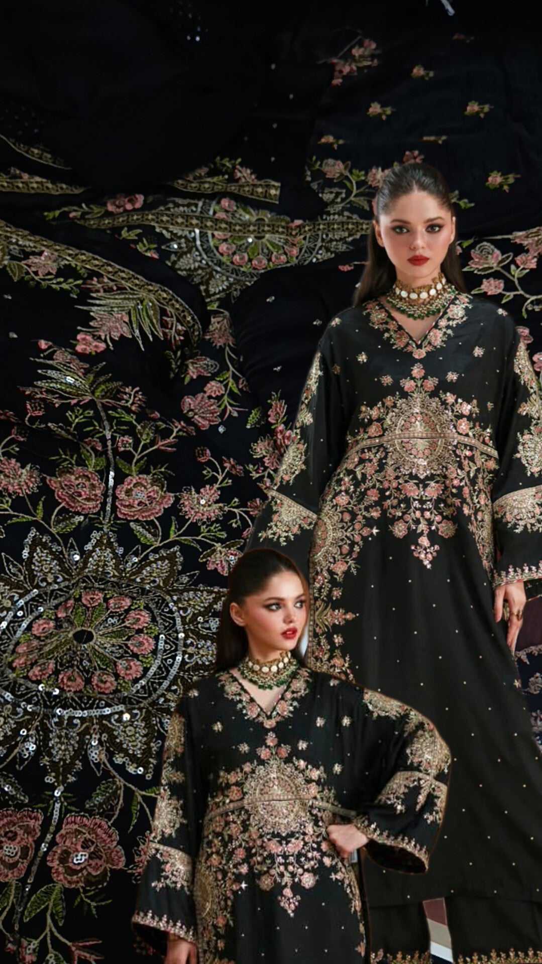 Silk 3pc Faiqa Silk black
