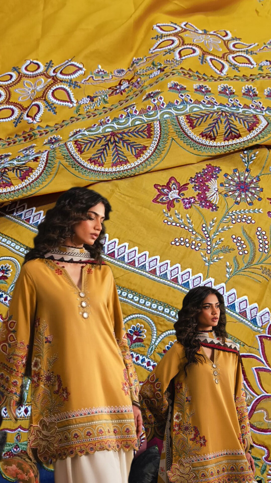 2pc Musturd Andleeb lawn