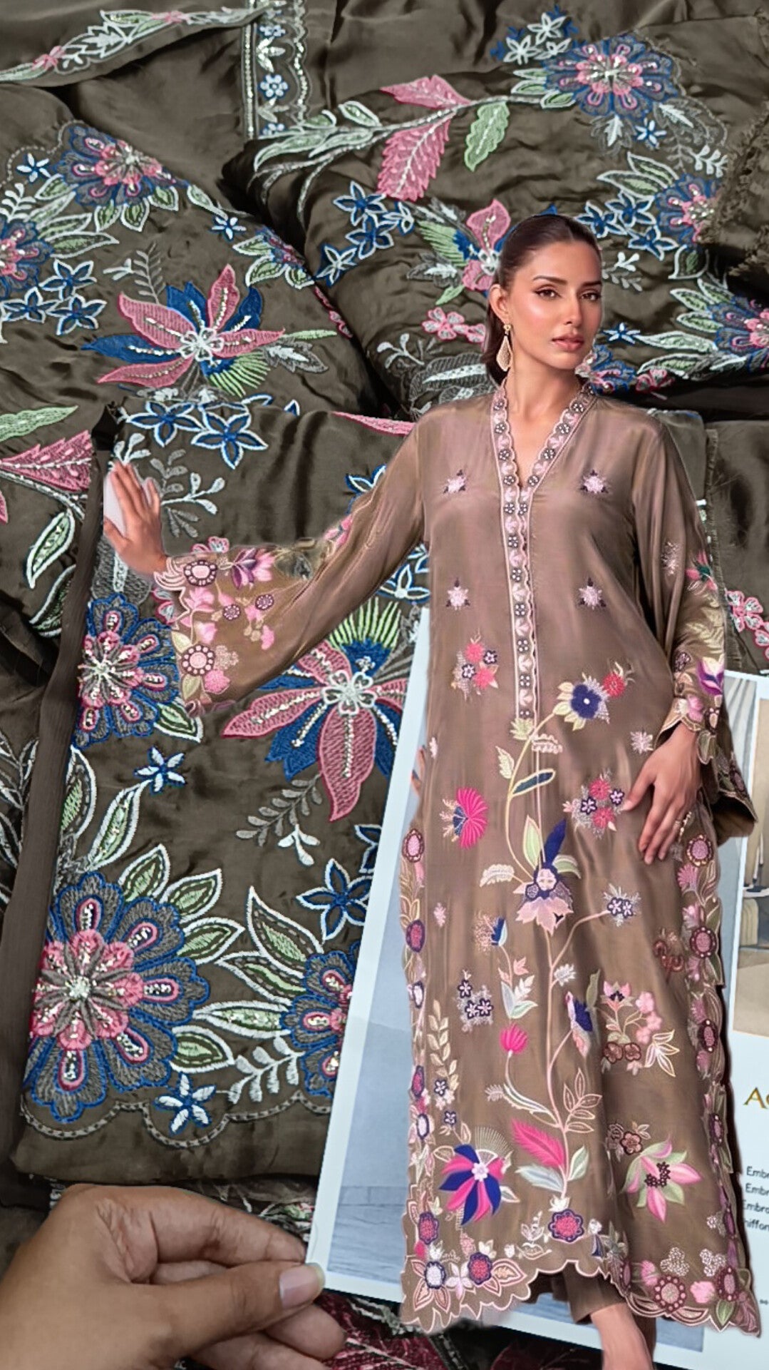 3pc Suniya silk chocolate