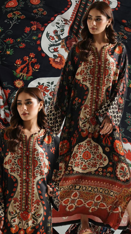 2pc ethnic silk black kaftan