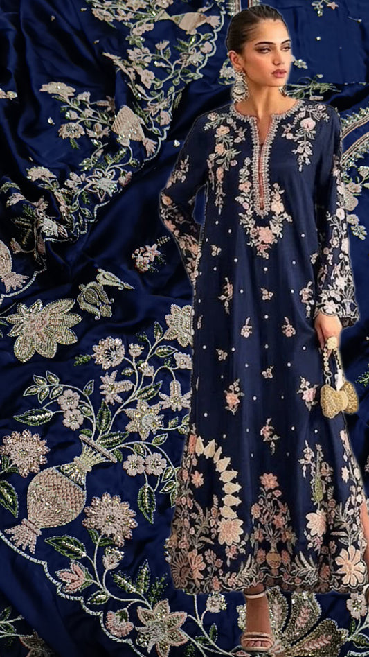 2pc blue ethnic Meera silk