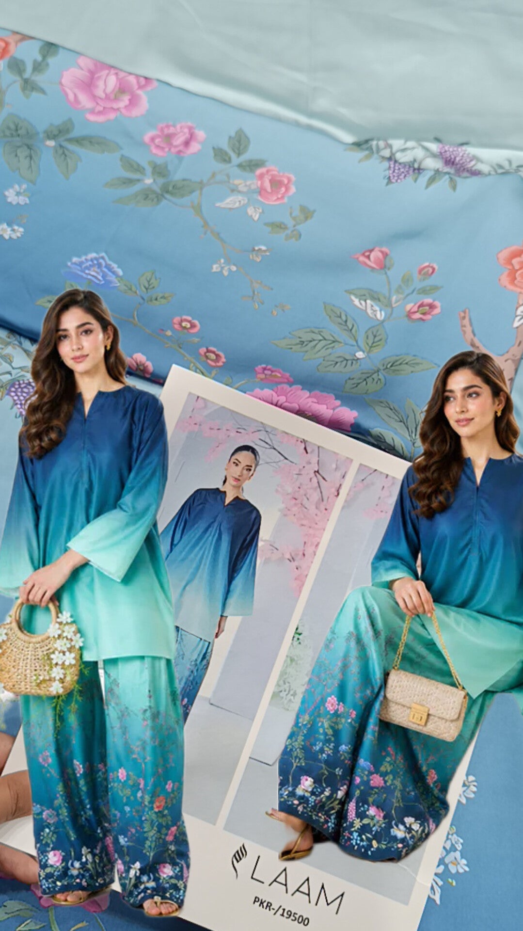2pc ocean Bloom silk
