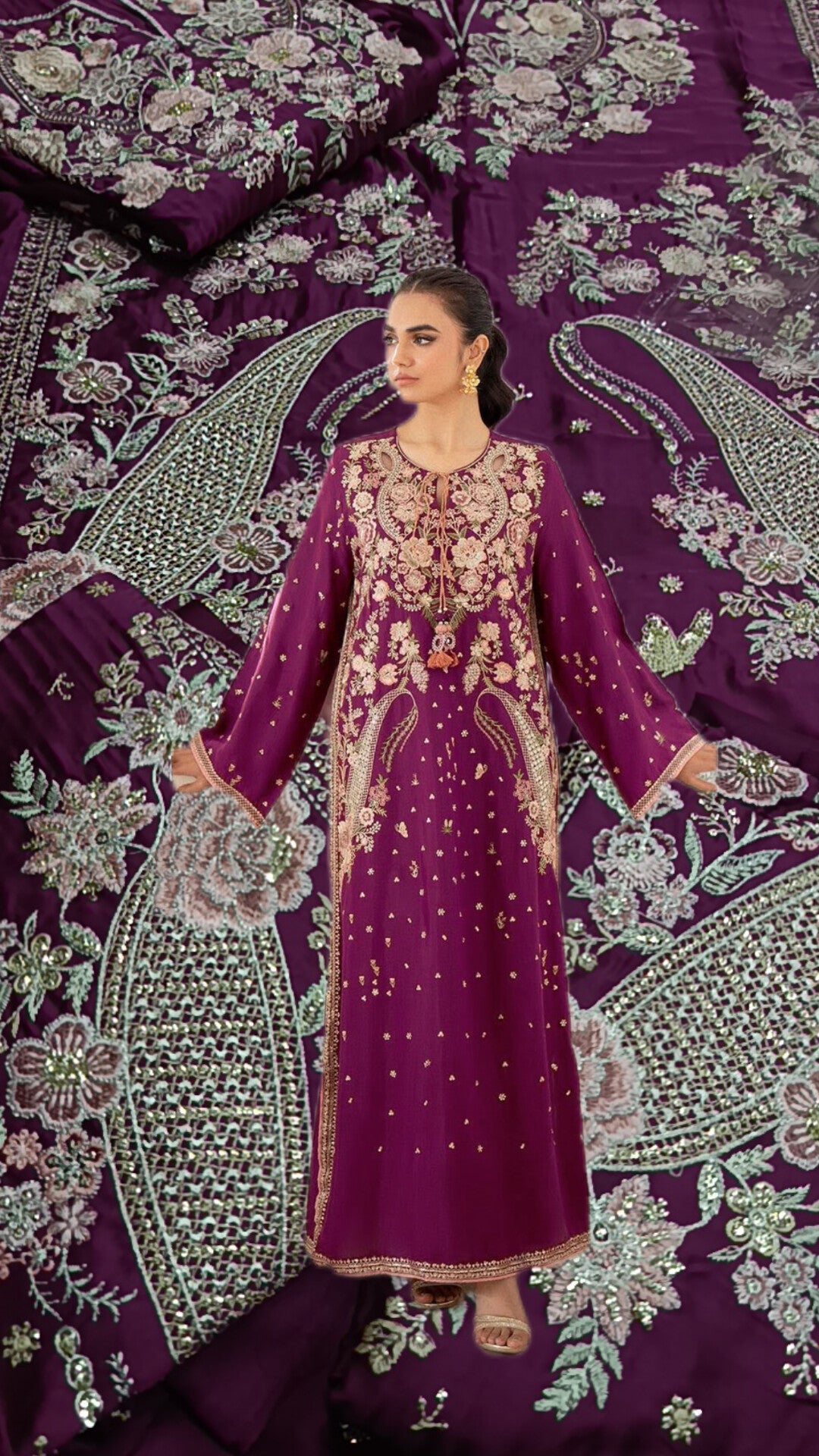 2pc Zairah magenta kaftan