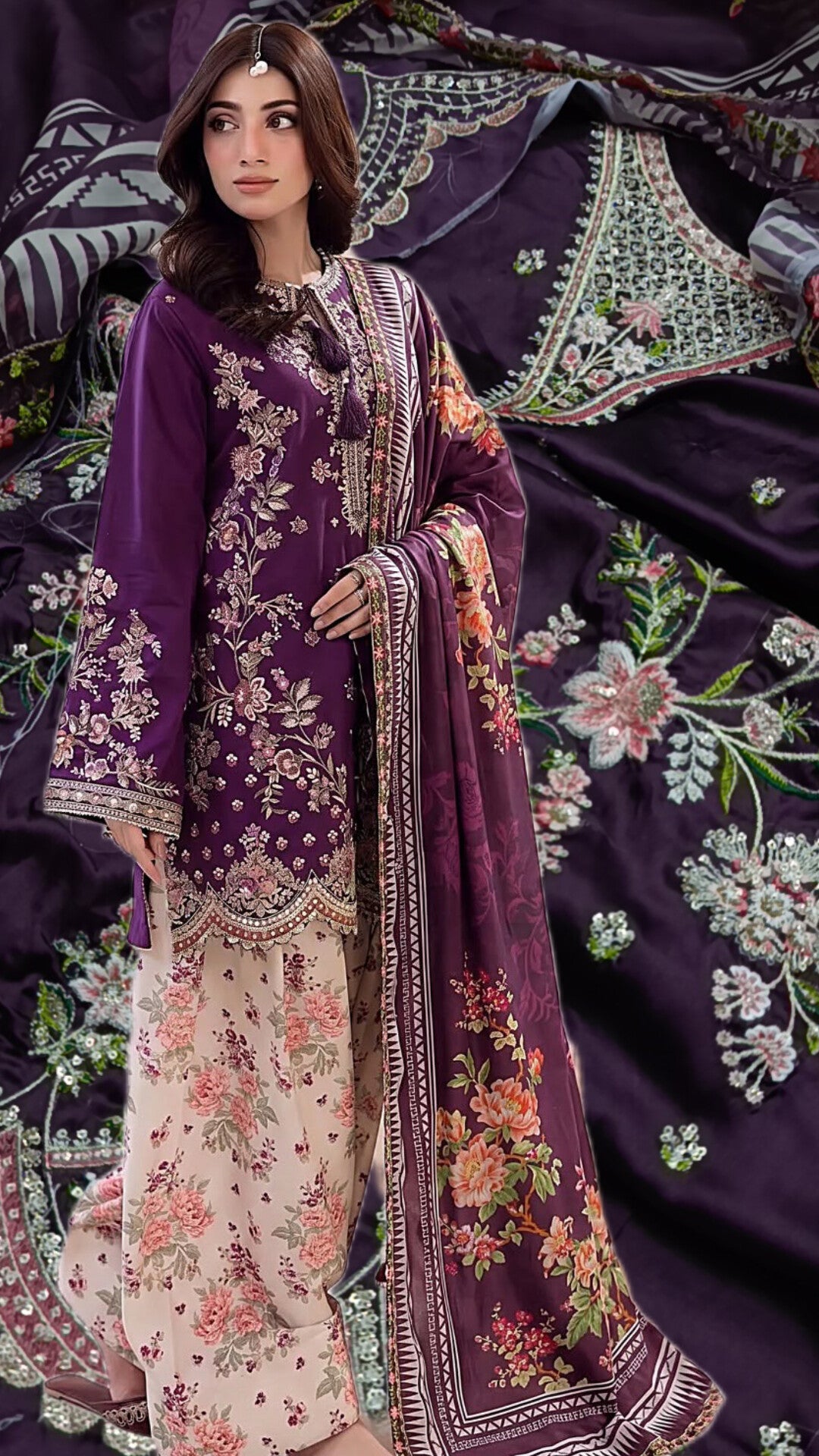 3pc silk Hussain rehar Lyla
