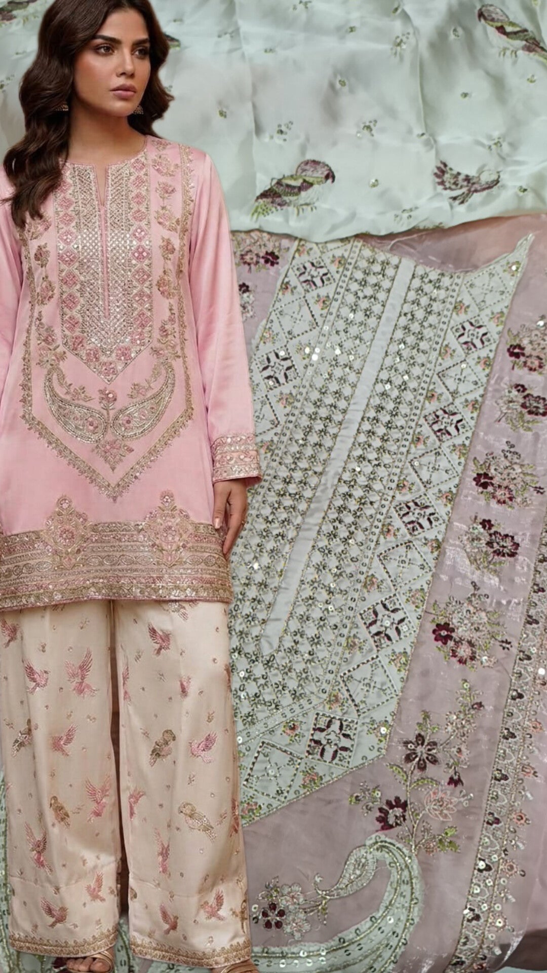 2pc nooray pink silk