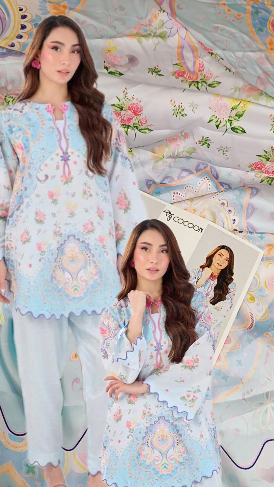 2pc cut sky cocoon silk