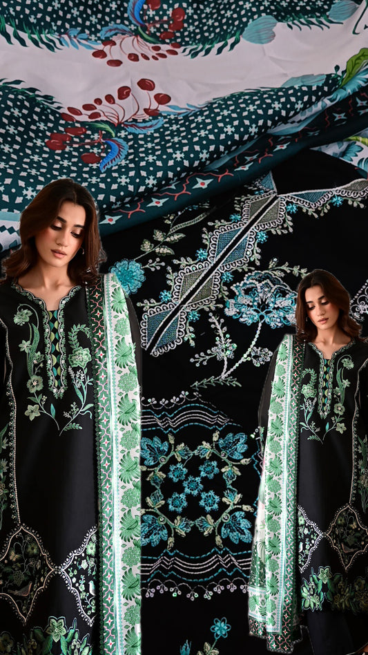 3pc zaib Black dhankh