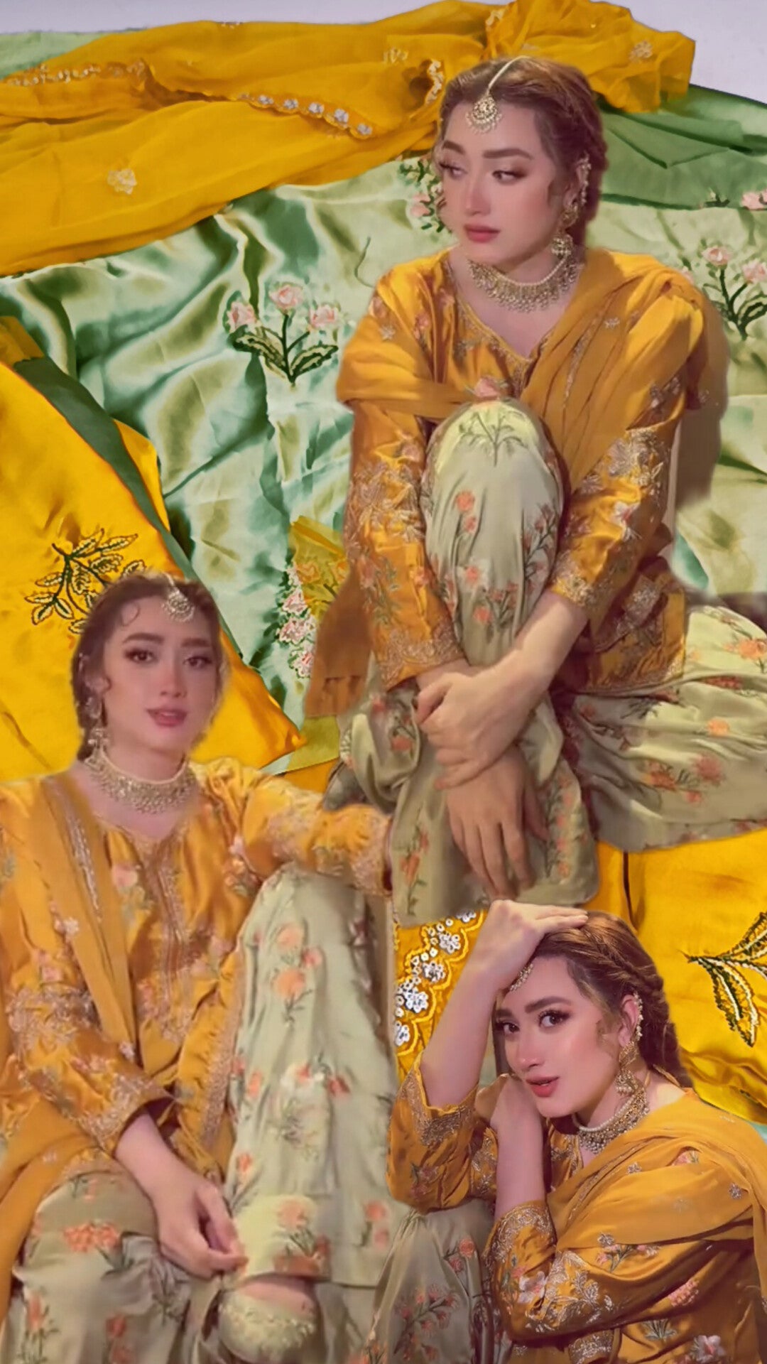 3pc silk mustard laaaaaaam
