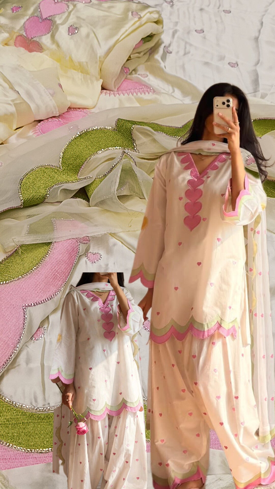 3pc Akhroot off white silk