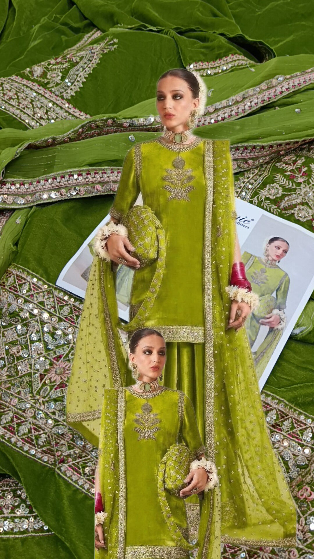 3pc sabz kundun fershi velvet