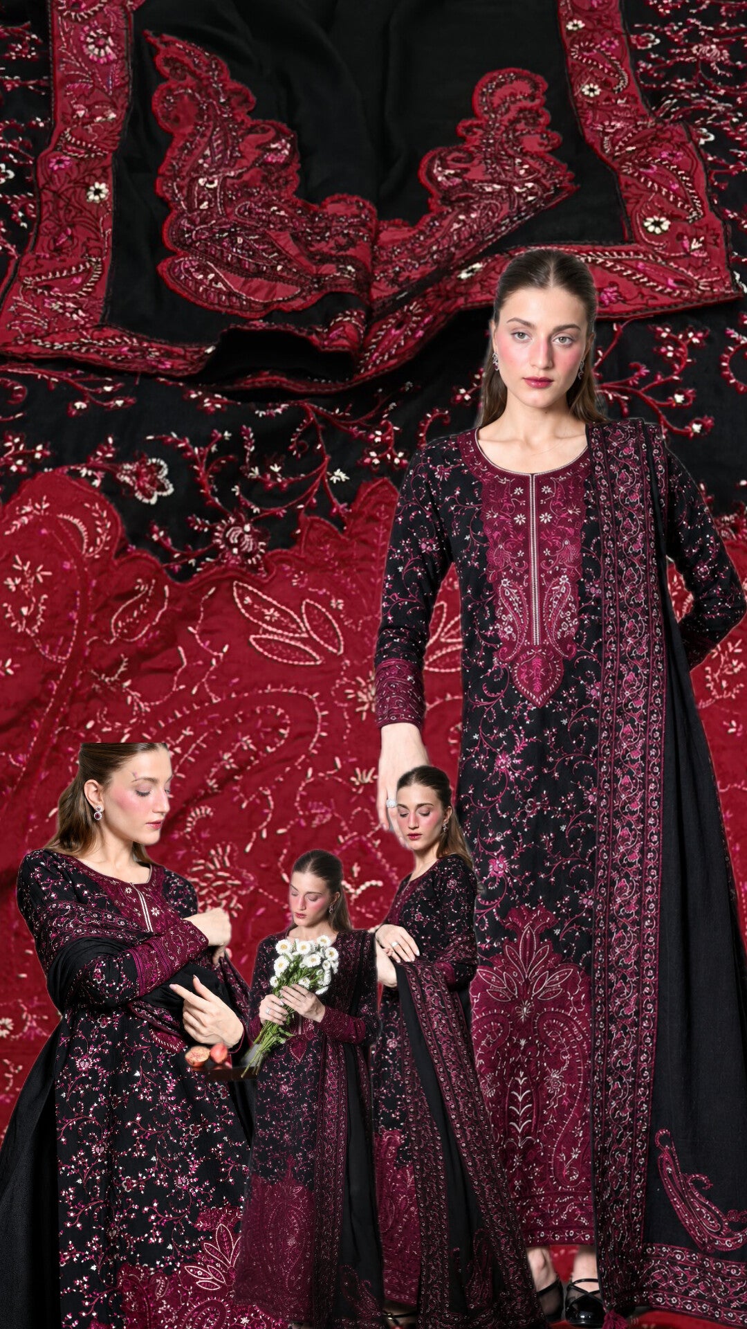 3pc zaryab dhanak black