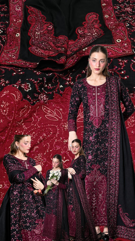 3pc zaryab dhanak black