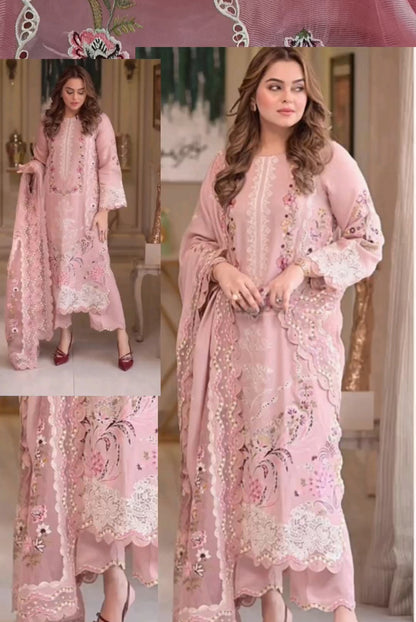 3pc Nisa baby pink lawn
