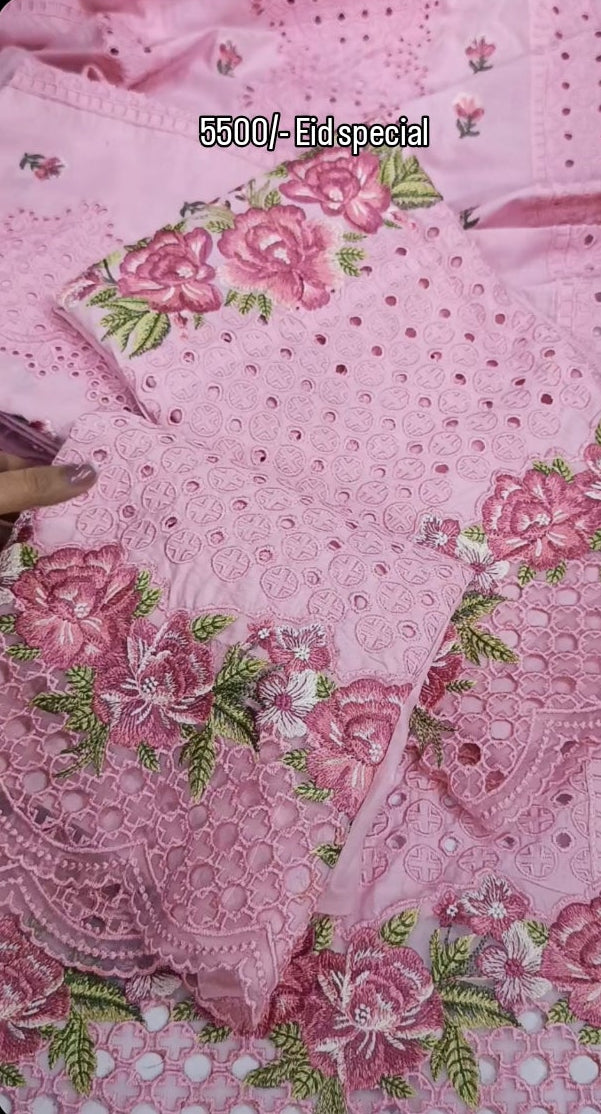 3pc Aroob pink lawn