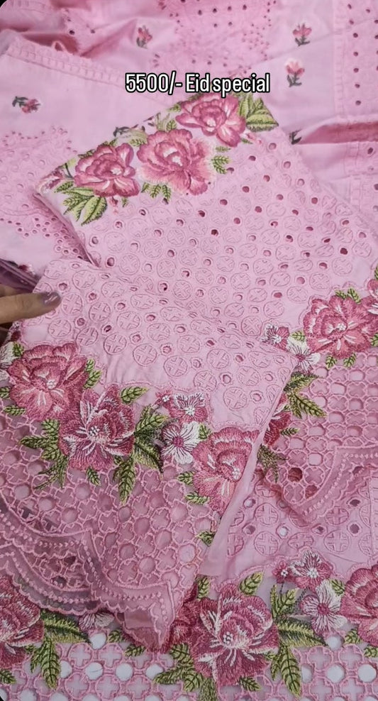 3pc Aroob pink lawn