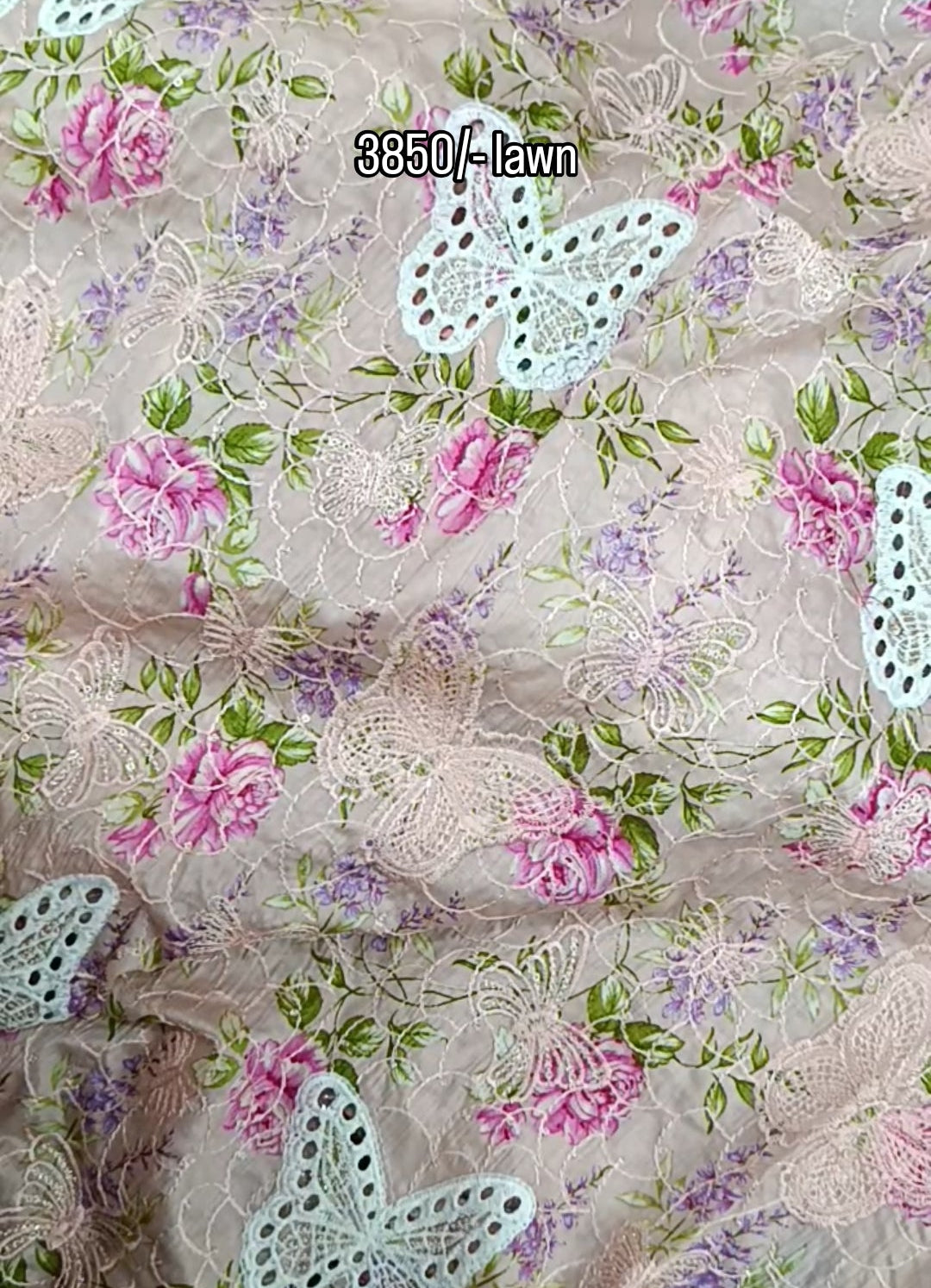 3pc Butterfly pink lawn