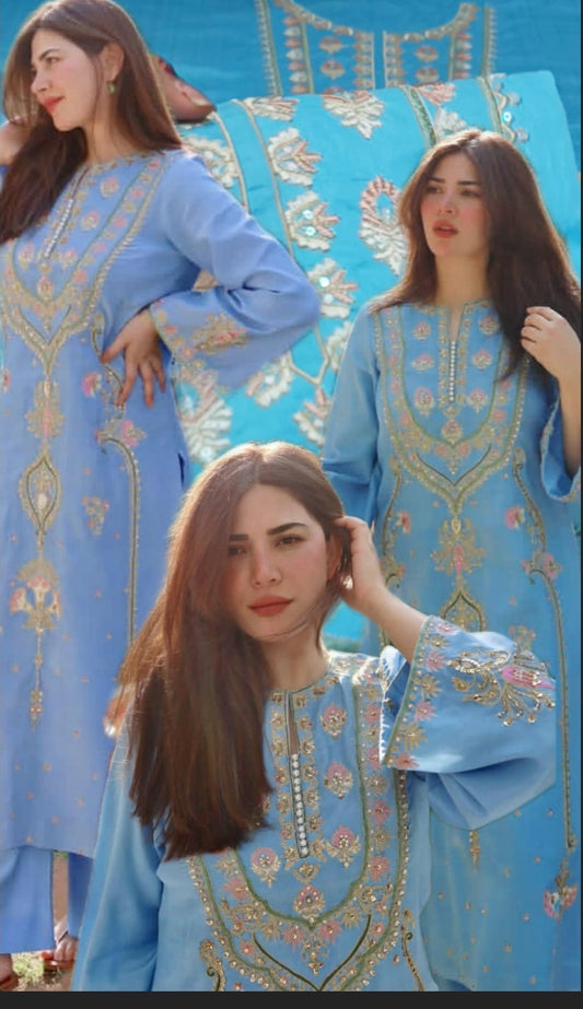 2pc khawar blue lawn