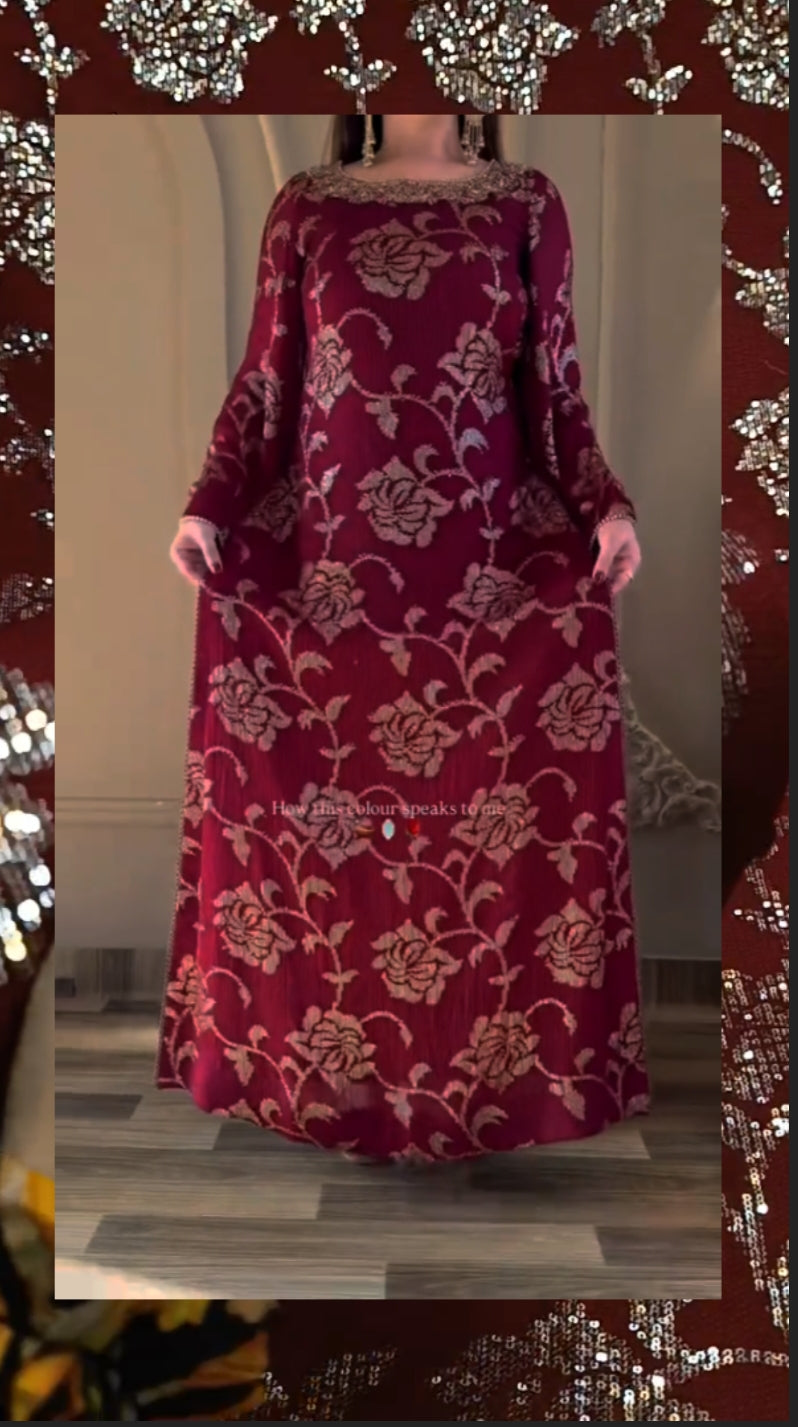 3pc ummul baneen dhanak maroon