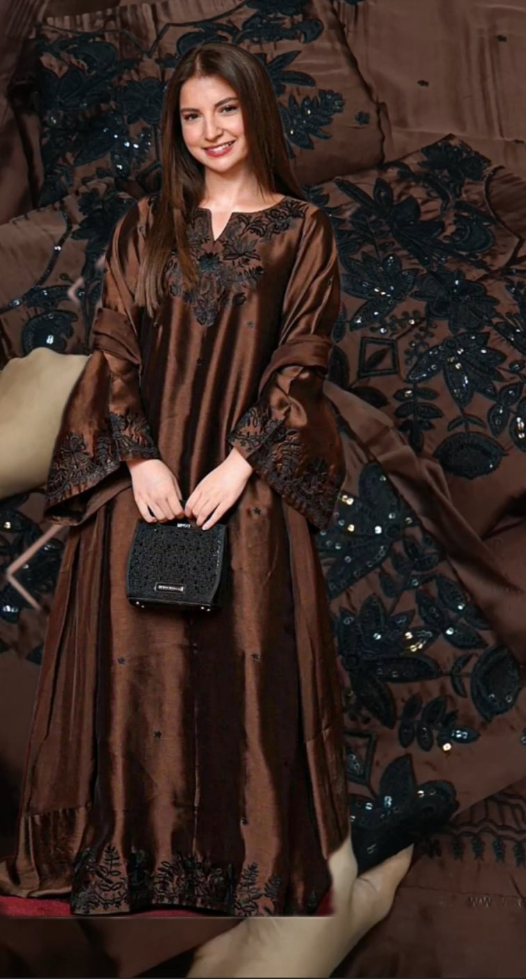 3pc Dananeer chocolate silk